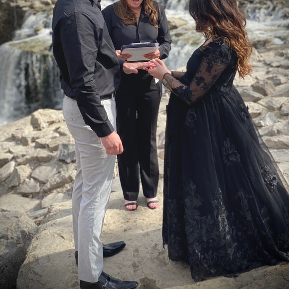 New custom black wedding or formal dress wore once for like an hour in Feb - Picture 9 of 10